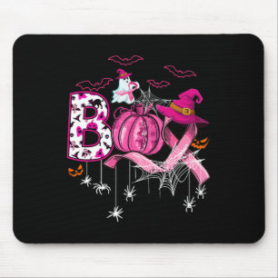 Tapis De Souris Halloween Citrouille rose Ruban sorcière cancer du