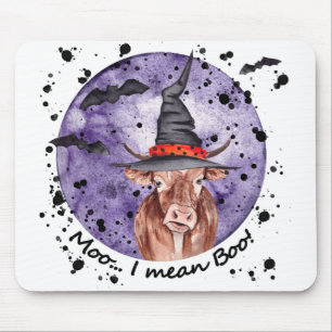 Tapis De Souris Halloween Cow Moo Je Veux Dire Boo Drôle