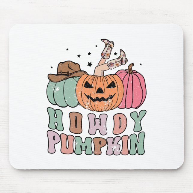 Tapis De Souris Halloween de rodéo d'automne de Howdy Citrouille (Devant)