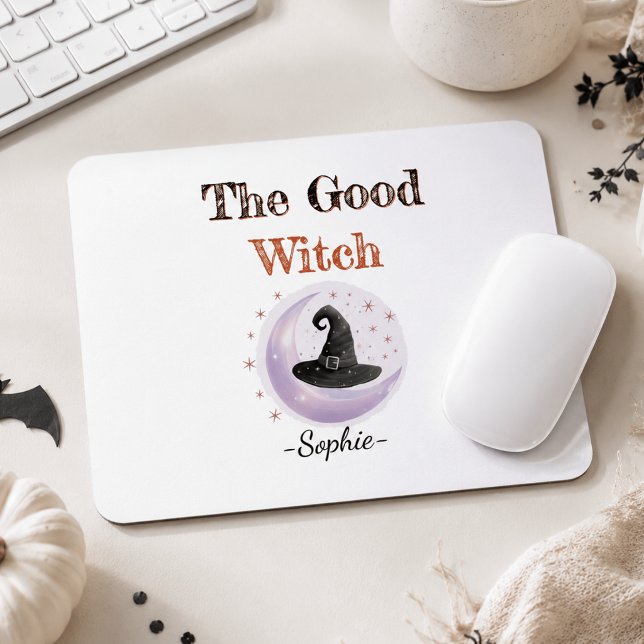 Tapis de souris Halloween de sorcière gentille per (Créateur téléchargé)