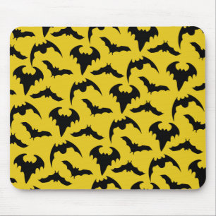 Tapis De Souris Halloween des chauves-souris jaunes et noires