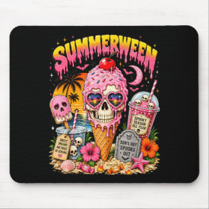 Tapis De Souris Halloween d'été squelette crâne drôle d'été