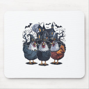 Tapis De Souris Halloween Éffrayant de poulet sorcier drôle