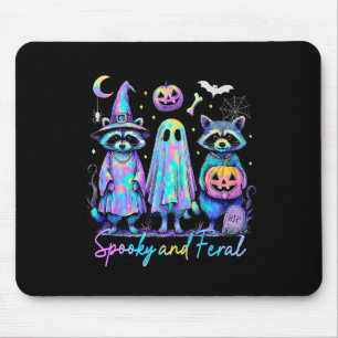 Tapis De Souris Halloween éffrayant Et Feral Raccoon Witch Ghost J