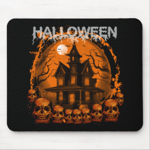 TAPIS DE SOURIS HALLOWEEN EFFRAYANT HAUNTED HOUSE SKULLS