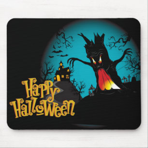 Tapis De Souris Halloween Éffrayant Tree et Haunted House