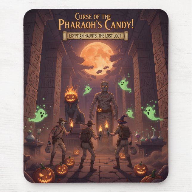 Tapis de souris Halloween égyptien (Devant)