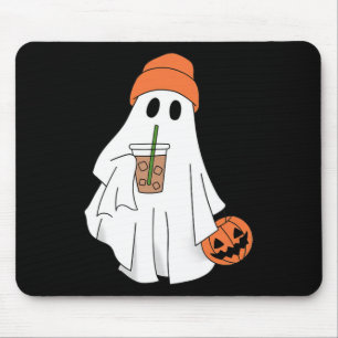 Tapis De Souris Halloween Fantôme Boire Café Fantôme Ice Café M