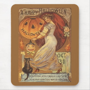 Tapis De Souris Halloween femme Vintage et Jack o' Lantern