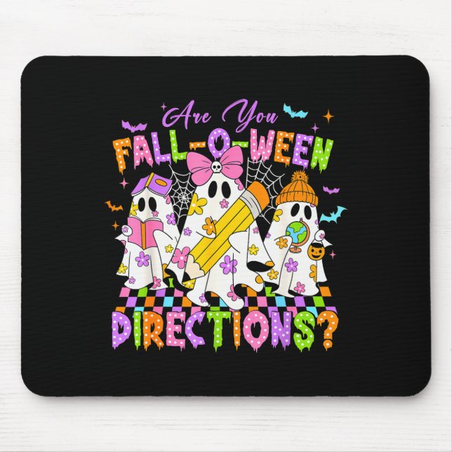 Tapis De Souris Halloween Floral Ghost Teacher Are You Falloween D (Devant)