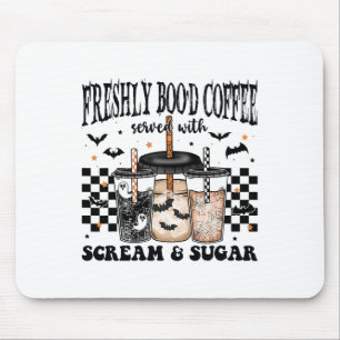 Tapis De Souris Halloween fraîchement Boo'd Café servi avec cri