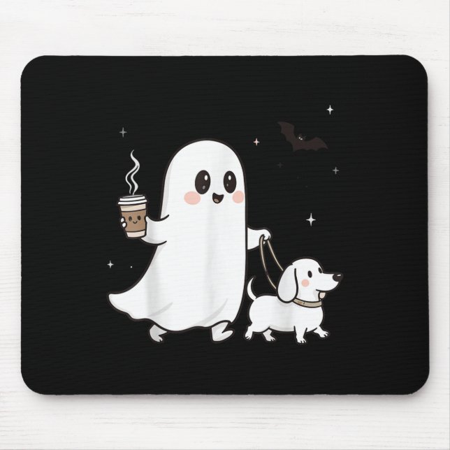 Tapis De Souris Halloween Ghost Walking Dog Soky Season Halloween  (Devant)