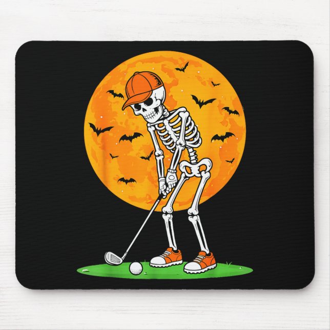 Tapis De Souris Halloween Golf Skeleton Soky Golfer Halloween Golf (Devant)