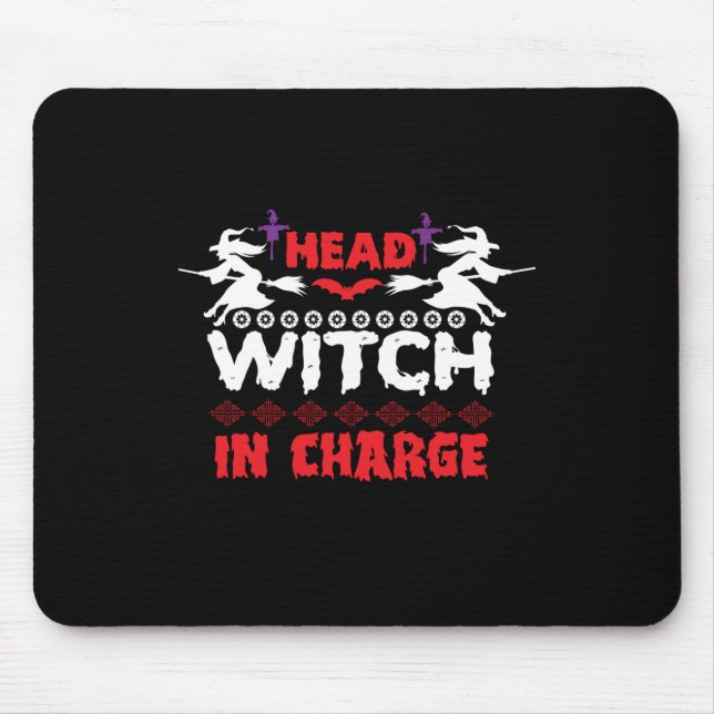Tapis De Souris Halloween Head Witch En Charge Anniversaire (Devant)