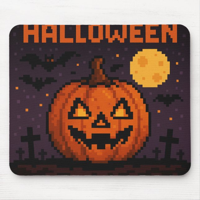 Tapis de souris Halloween inspiré de l'art pixelis (Devant)