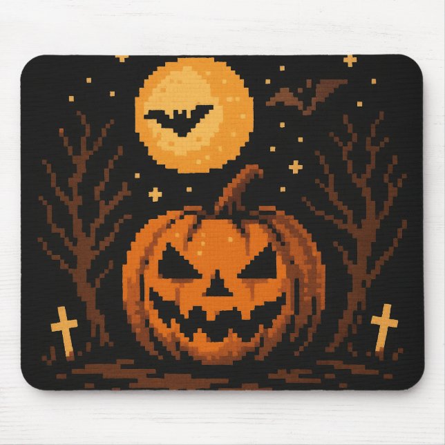 Tapis de souris Halloween inspiré de l'art pixelis (Devant)