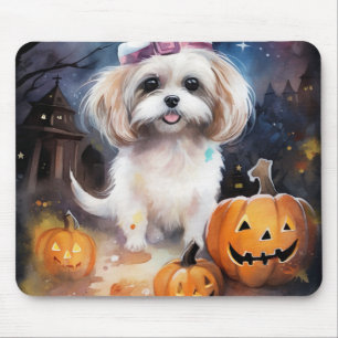 Tapis De Souris Halloween Malti Tzu Avec Peur Citrouille