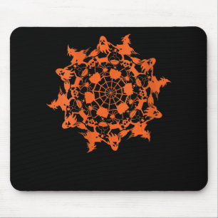 Tapis De Souris Halloween Mandala Spider Witch Ghost Skull