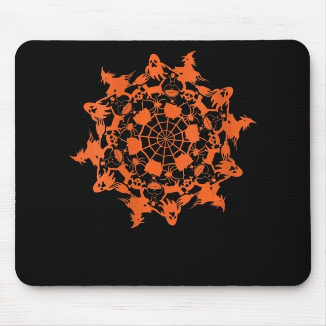 Tapis De Souris Halloween Mandala Spider Witch Ghost Skull (Devant)