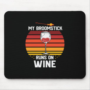 Tapis De Souris Halloween Mon Broomstick tourne sur le vin Anniver