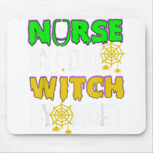Tapis De Souris Halloween nurse costume vintage Nurse by day witch