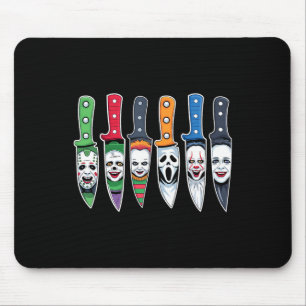 Tapis De Souris Halloween Personnages De Film Horreur En Couteaux 