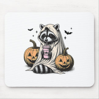 Tapis De Souris Halloween Raccoon Ghost
