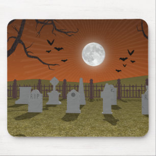 Tapis De Souris Halloween : Scène de cimetière :