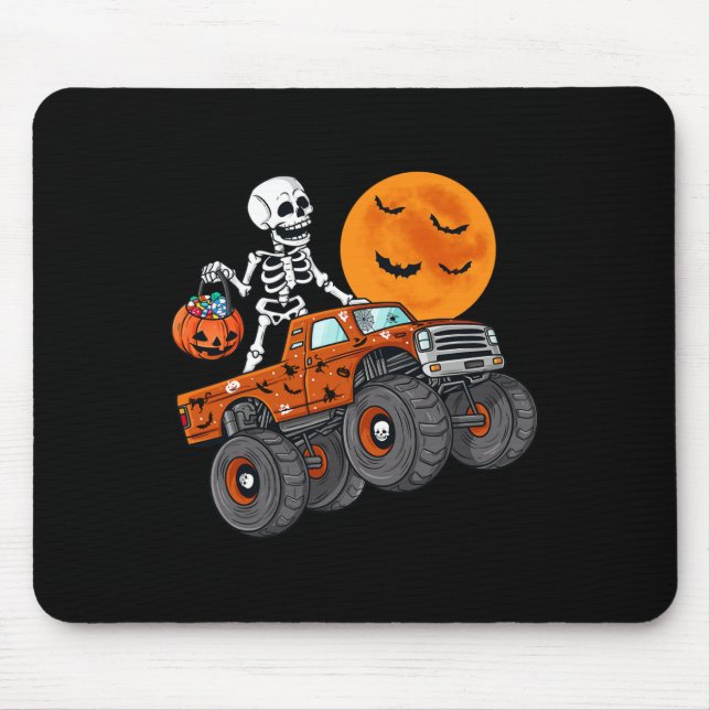 Tapis De Souris Halloween Skeleton équitation Monster Truck Toddle (Devant)