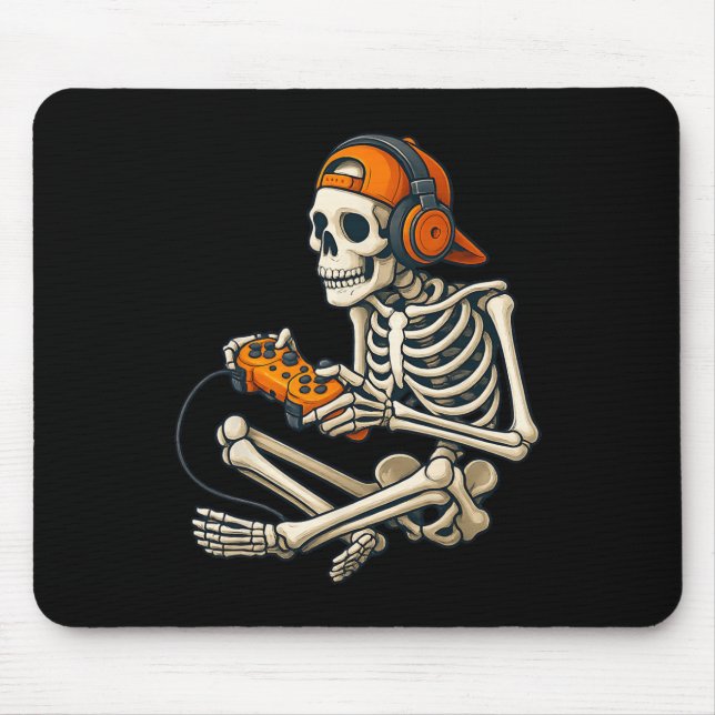 Tapis De Souris Halloween Skeleton Gamme Casques Vidéo Jeu C (Devant)