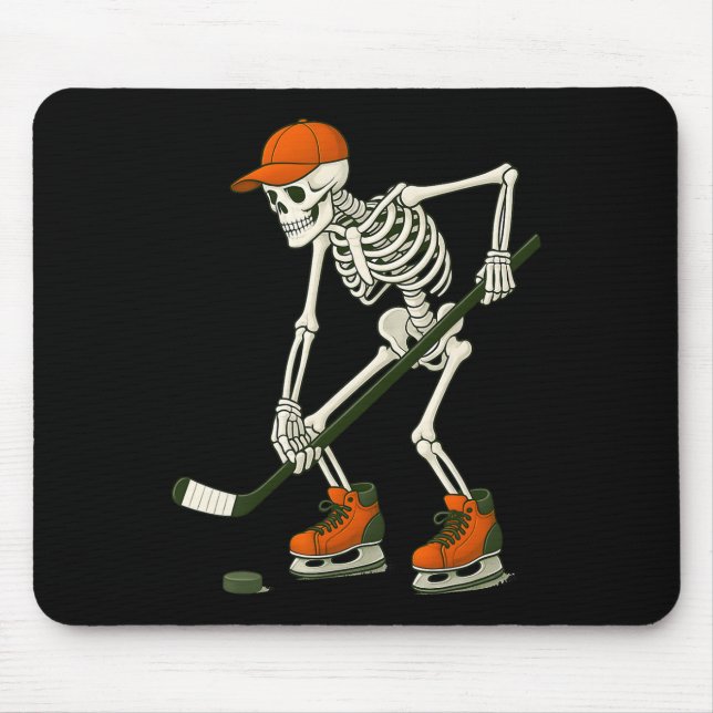 Tapis De Souris Halloween Skeleton Ice Hockey Costume Funny Men Bo (Devant)