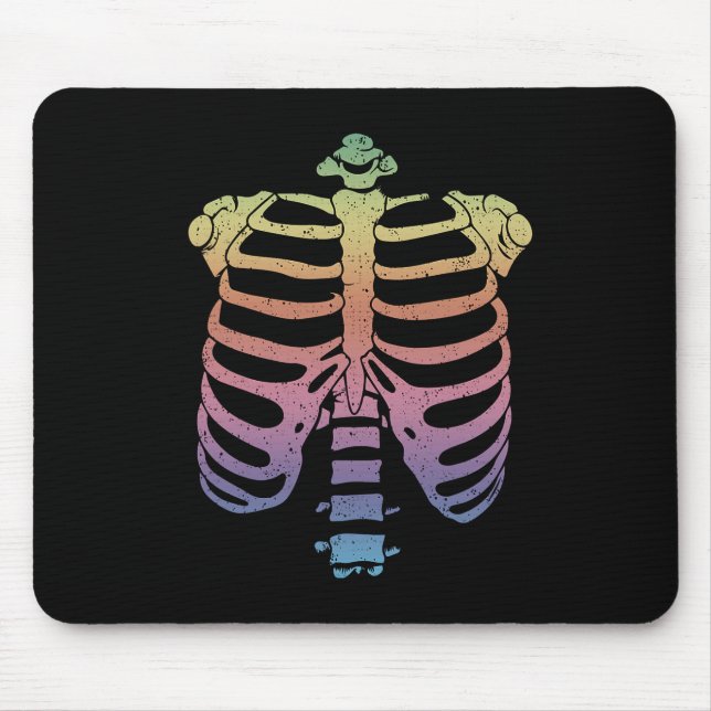 Tapis De Souris Halloween Skeleton Rib Cage Zombie Costume Tee (Devant)