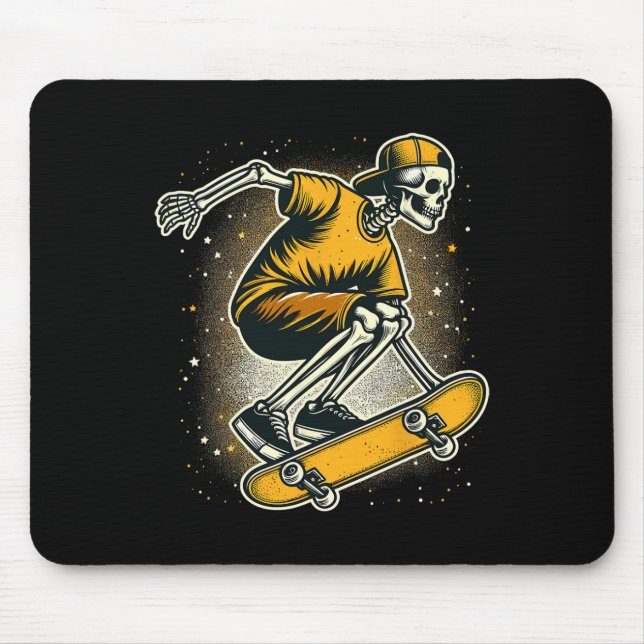 Tapis De Souris Halloween Skeleton Skateboard (Devant)