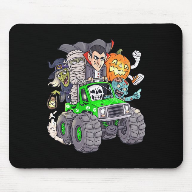 Tapis De Souris Halloween Skeleton Zombie Monster Truck Vampire Bo (Devant)