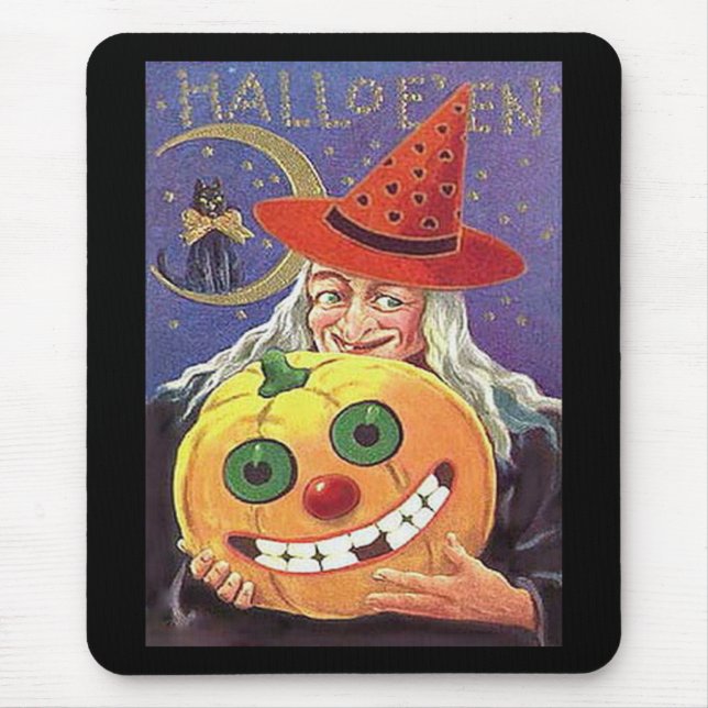 Tapis De Souris Halloween sorcière vintage (Devant)