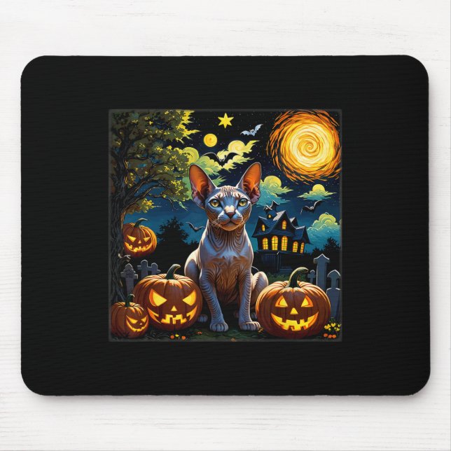 Tapis De Souris Halloween Sphynx étoile (Devant)
