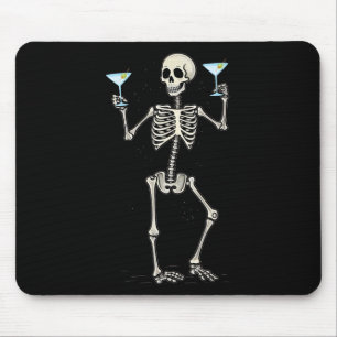 Tapis De Souris Halloween Squelette Boire Martini Tail