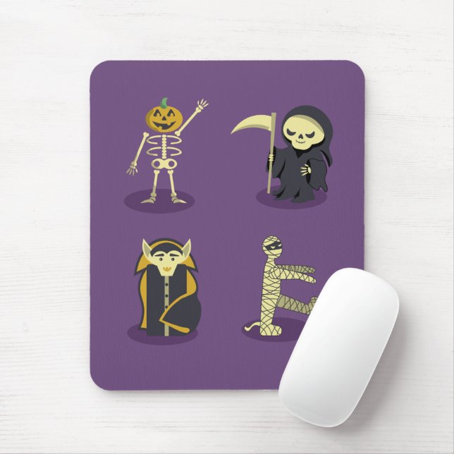 Tapis De Souris Halloween Squelette Dracula Mummy Griffe Reaper (Avec souris)