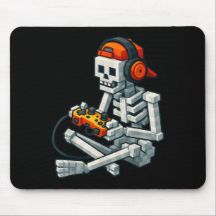 Tapis De Souris Halloween Squelette Gamer Pixel Vidéo Joueurs Garç