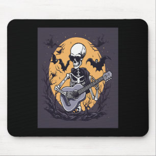 Tapis De Souris Halloween Squelette Jouer Guitare Musique Drôle Sk