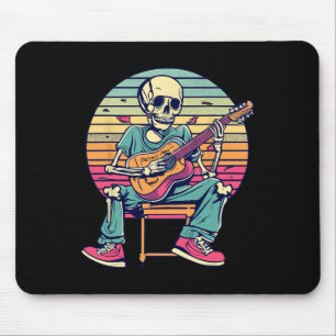 Tapis De Souris Halloween Squelette Jouer Guitare Rock Et Roll Nd