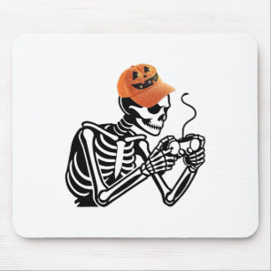 Tapis De Souris Halloween Squelette Joueur Vidéo Jeu Hommes Garçon