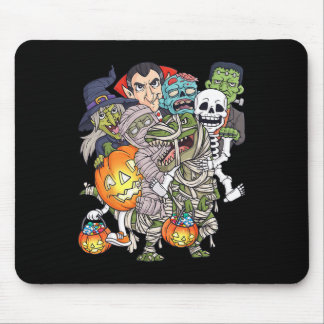 Tapis De Souris Halloween Squelette Zombie équitation maman T Rex 