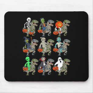 Tapis De Souris Halloween Squelette Zombie équitation maman T Rex 
