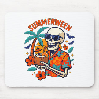 Tapis De Souris Halloween Summer Ween Skeleton Spooky Vacation Flo