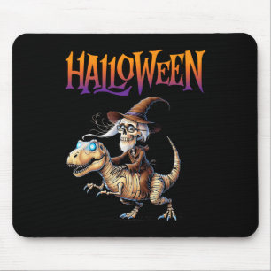 Tapis De Souris Halloween T-rex Skeleton Ride