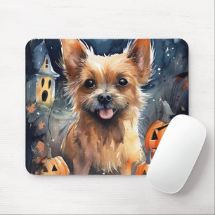 Tapis De Souris Halloween Terrier Australien avec Citrouilles Épou