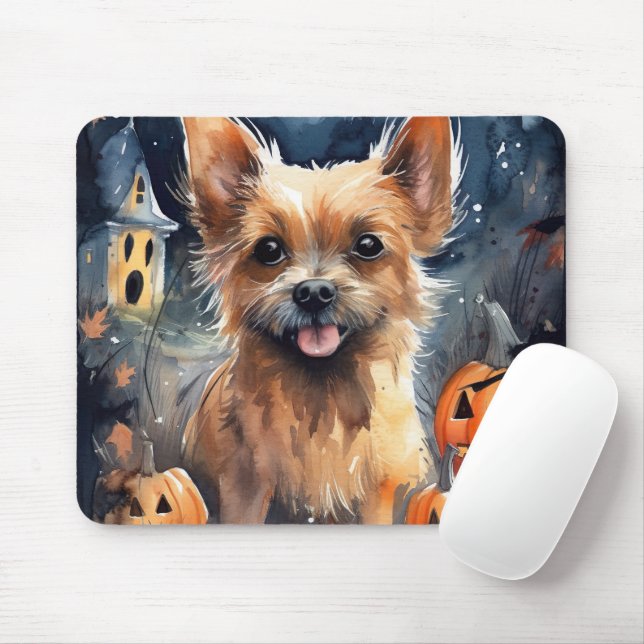 Tapis De Souris Halloween Terrier Australien Avec Peur Citrouille (Avec souris)