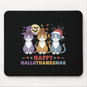 Tapis De Souris Halloween Thanksgiving Noël Chats Happy Hallot