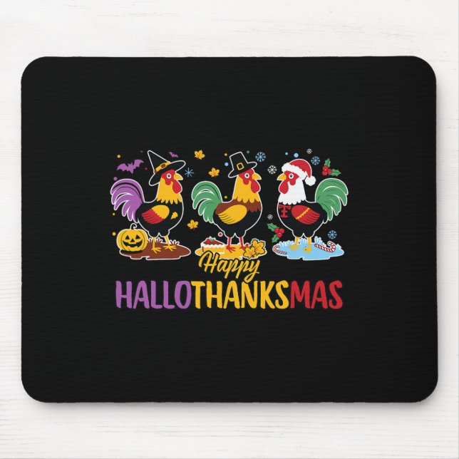 Tapis De Souris Halloween Thanksgiving Noël Hallothanksmas Ch (Devant)